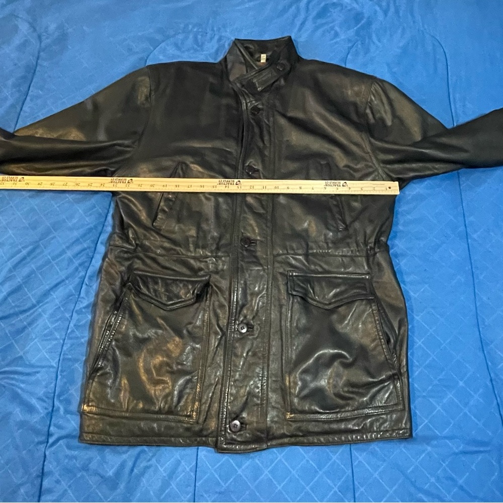 Aggio black leather racer jacket full zip size L - Picture 11 of 11